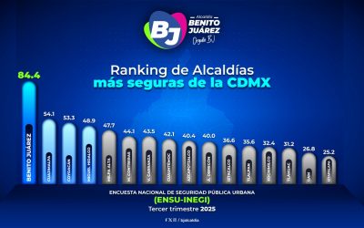 Alcaldía Benito Juárez la más segura de la CDMX, informa INEGI- alcalde Luis Mendoza